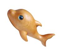 LOLIPPYY Wooden Dolphin Statue Mini Carved Animal Figurine Tabletop Decor Rustic Farmhouse Ornament for Home Office Creative Lifelike Wood Dolphin Craft