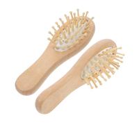 LOLIPPYY Wooden Hair Brush Set 2pcs Mini Wide Tooth Detangler Comb for Curly Hair Gentle Scalp Massager for Men Women and Kids