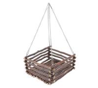 LOLIPPYY Wooden Hamster Hanging Swing Pet Sleeping Bed with Apple Branch Hammock and Side Fence for Small Animals Cage Decoration and Play Toy