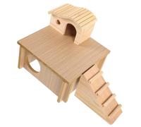 LOLIPPYY Wooden Hamster Hideout and Ladder Toy Small Pet Climbing House with Solid Wood Stairs Forest Style Hideaway for Hamsters and Guinea Pigs