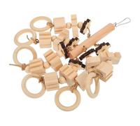 LOLIPPYY Wooden Parrot Bite for Teeth Grinding and Chewing Natural Bird Molar with Blocks and Beads for Cage Decoration Physical Activity and Play for Caged Birds and Parrots