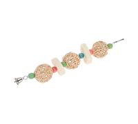 LOLIPPYY Wooden Parrot Chewing Large Rattan Ball with Beads Bird Cage Accessory for Small Birds Parakeets African Greys Safe Lightweight Hanging Foraging