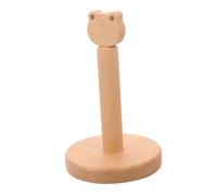 LOLIPPYY Wooden Vertical Paper Roll Holder with Non-slip Base Compact Desk Paper Towel Organizer for Kitchen Bathroom Bar Space-saving Cartoon Storage Stand