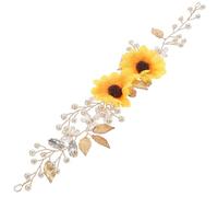 LOLIPPYY Yellow Sunflower Wedding Headband Bride Tiara Crystal Hairband Floral Design Bridal Hair Piece Fashion Headband Accessory for Wedding Decor