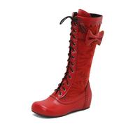 Lolita Boots Women's Knee Boots Lace Up Boots Wedge Heel Round Toe Cosplay | Carnival Halloween costume Oktoberfest festival party outfit autumn winter everyday leisure comfortable sports costume