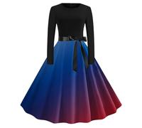 Lolita Dress Halloween Costumes Women's Round Neck Dots/Colour Block/Stripes/Gradient/Checks Print Vintage Rockabilly Swing Dress Cocktail Prom Party Elegant A Line Dress