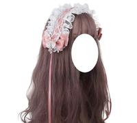 Lolita Fashion Headpieces, Elegant Ribbon Lace Headband, French Maid Hairband, Fashion Hairpin, Hair Accessories For Women Girls(Pink)
