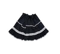 Lolita Kawaii Short Skirt Teens Sweet Lace Up School Girls Elastic Cute Pleated A-line Tiered Tutu Bow Tie Skirts, Black, Medium