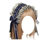 Lolita Lace Bowknot Headband Sweet Maid Hairband Lolita Hair Accessories for Women (Blue, One Size)