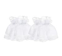 Lolita Lace Gloves White Hand Sleeve Bracelet Tea Party Gloves Ruffled Wrist Cuff for Wedding Evening Prom Costume Accessories