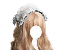 Lolita Lace Headband Sweet Maid Bowknot Hairband Lolita Hair Accessories for Women (Grey Green, One Size)