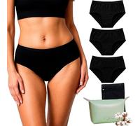 Lolita® Menstrual Panties Set of 3 - Underwear 4 Layers Absorbent for Medium Flow - Equivalent to 3 tampons - Washable Hygienic Protection - Period Panties Black