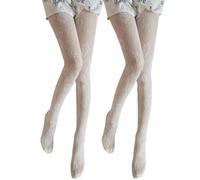 Lolita White Lace & Floral Patterned Tights for Women - Fish-Net & Spotty Options