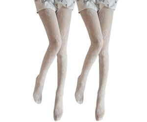 Lolita White Lace & Floral Patterned Tights for Women - Fish-Net & Spotty Options