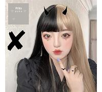 Lolita Wigs with Bangs Black Mixed Gold Middle Part Ombre Long Straight Hair Custom Party Cosplay Wigs for Women+ Free Cap M30