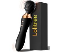 Lolitree Dual-Ended Wand Vibrator for Women & Couples - 24 Vibration Modes Head & Tail Wand Vibabrator, Adult Sex Toys G-Spot Stimulation, Silent Anal Vibrators, Powerful Silicone Wand Massager