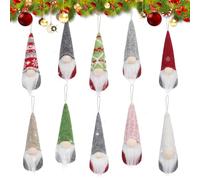 Lollanda 10Pcs Christmas Gnomes Ornament for Tree, Christmas Tree Hanging Gnome Decorations, Handmade Plush Santa Swedish Dwarf Elf Ornaments for Xmas Trees (Colour B)