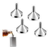 Lollanda 4Pcs Hip Flask Funnels Aluminum, Small Funnels Metal, Mini Funnel for Filling Bottles Containers, Filling Funnel for Perfume Essential Oils Kitchen Use (Silver, 4Pcs)