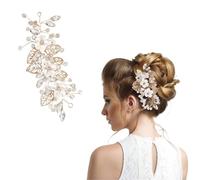 Lollanda Bride Flower Hair for Wedding, Bridal Hair Rhinestone, Silver Hair Pins Wedding (Golden)