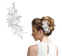 Lollanda Bride Flower Hair for Wedding, Bridal Hair Rhinestone, Silver Hair Pins Wedding (Silvery)