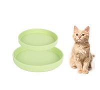 Lollanda - Feeding Bowl for Cats, Set of 2, Silicone Feeding Bowl, Oval Drinking Bowl, Wide Silicone Bowl for Dry Food and Wet Food (Light Green)