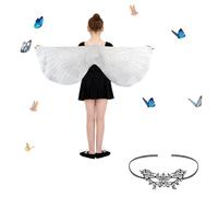 Lollanda Kids Bird Wings Shawl, Bird Wings Costume for Kids, Butterfly Wings for Kids Girls Child, Fancy Dress for Party, Halloween, Cosplay, with Mask (White)