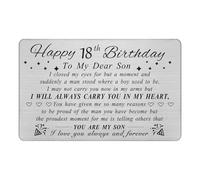 Lollanda Son 18th Birthday Card for Sons, 18 Year Old Son Birthday Card, Metal Engraved Wallet Cards (18th)