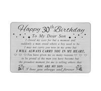Lollanda Son 30th Birthday Card for Sons, 30 Year Old Son Birthday Card, Metal Engraved Wallet Cards (30th)