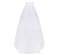 Lollanda Wedding Bridal Pearl Veil with Comb, Short Veils for Brides Shower, Bachelorette, Hen Night Party, Girls, First Holy Communion
