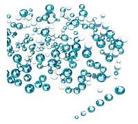 LolliBeads Resin Crystal Round Nail Art Mixed Flat Backs Acrylic Rhinestones Gems,Mix Size 1.5-5 mm, Color Aquamarine Blue (1200Pcs)