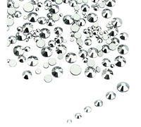 LolliBeads Resin Crystal Round Nail Art Mixed Flat Backs Acrylic Rhinestones Gems,Mix Size 1.5-5 mm, Color Silver (1200Pcs)