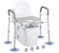 LOLLIDO 500lbs Raised Toilet Seat with Handles - Width & Height Adjustable Elevated Toilet Seat Risers for Seniors Elongated - Multi-Use Toilet Riser with Handles for Seniors, Handicap, Pregnant