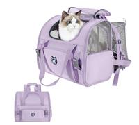 Lollimeow Expandable Cat Carrier Backpack for Large Cats - Airline Approved Pet Carrier Backpack for Small Dogs, Hiking & Travel, Waterproof with Breathable Mesh, 14lbs Capacity (Lavender, Standard)
