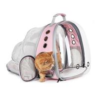 Lollimeow Pet Carrier Backpack, Bubble Backpack Carrier, Cats and Puppies,Airline-Approved, Designed for Travel, Hiking, Walking & Outdoor Use Back Expandable-Pink