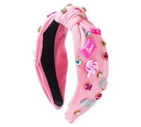 Lollipop Bow Headbands - 15cm Rhinestone Headband Fashion Accessory Non-slip Rhinestone Bow Headband Hair Hoop Decorative Charm for Girls Women Party Festival USA