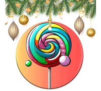 Lollipop Ceramic Christmas Ornaments 3 Inch Vintage Hanging Baubles with Gold String for Xmas Tree Decorations Holiday Party Yard Garden Home Decor Festive Keepsake Gift Exchange