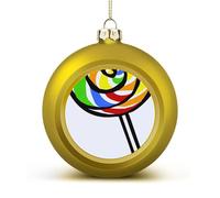 Lollipop Christmas Tree Ornaments 1.6 Inch Shatterproof Pc Plastic Balls with Lanyard Baubles Hanging Christmas Ball Ornaments for Xmas Tree Holiday Party Wedding Home Decorations-Golden