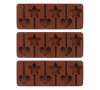 Lollipop Moulds, 3PCS 3D Heart Star Candy Molds Non-Stick Chocolate Silicone Molds for Baking Fondant Cake Decor
