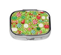 Lollipop Print Square Metal Pill Box Decorative Pill Case - Carry Your Meds in Style (Rectangular)