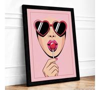 Lollipop Romance Modern Framed Wall Art Print A3 (42×29.7cm) Black, Wall Decor for Living Room, Bedroom, Office & Home, Ready to Hang, Art Gift