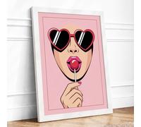 Lollipop Romance Modern Framed Wall Art Print A3 (42×29.7cm) White, Wall Decor for Living Room, Bedroom, Office & Home, Ready to Hang, Art Gift