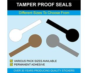 Lollipop Shaped Tamper Proof Stickers - 10 x 28mm, Black, Pack of 100 Security Tape Tamper Proof Seals Jar Seal Stickers Easy Peel Permanent Self Adhesive Takeaway Food Bag Security Seals for Retail