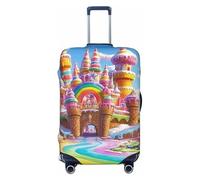 Lollipops and Ice Cream Castle Rainbow Flag Elastic Travel Luggage Cover Suitcase Protector, Print Suitcase Baggage Cover Anti-Scratch