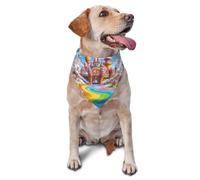 Lollipops And Ice Cream Castle Rainbow Flag Printed Graphic Pet Triangle Scarf For Dogs & Cats, Adjustable Cute Pet Bandana For & Photo Shoots