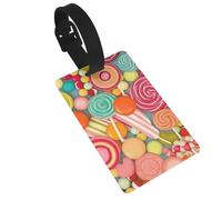 Lollipops Pattern Luggage Tag PVC Travel Bag Tag with Strap ID Card Label for Suitcase Backpack Carry On Baggage Identifier