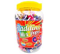 Lollipops x 60 Jar 'Aladdins Mix Pops' Assorted Flavours Strawberry, Grape, Blueberry with Bubblegum centre. Lollies for Parties, Gifts & Snacking. Christmas, Eid, Birthdays Halal and Vegetarian