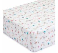 LollyBanks Crib Mattress Sheet 1 Pack, 100% Cotton Baby Crib Sheets, Soft and Breathable Muslin Sheets for Baby Girls, Snug Fitted Sheet for Standard 52"x28" Mattress, Registry (Goose Print)