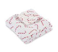 LollyBanks Muslin Baby Blankets, 100% Cotton Cozy Muslin Quilt, 47 x 47 Inches and 6 Layers Toddler Blanket for Boys and Girls, Soft and Breathable Newborn Blanket, Baby Essentials (Candy Cane Print)