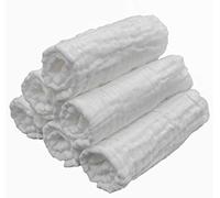 LollyBanks Muslin Baby Washcloths, 100% Cotton Newborn Washcloths, Large 12 x 12 Inches Soft and Absorbent Baby Towels for Bath, Burp Cloths, Bibs, Baby Essentials, Registry (Pack of 6 White Color)