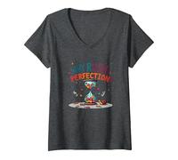 Lollygagging: Why Rush Perfection? Funny Slow Life Quote V-Neck T-Shirt, Women, Dark Heather Grey, M